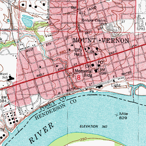 Topographic Map of Posey County Emergency Services Facility, IN