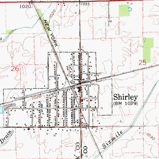 Topographic Map of Shirley Police Department, IN