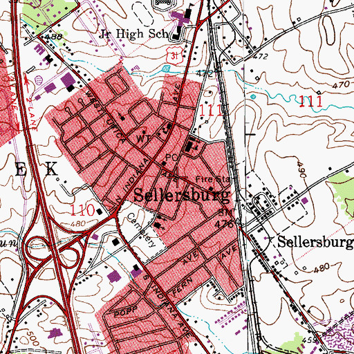 Topographic Map of Sellersburg Police Department, IN