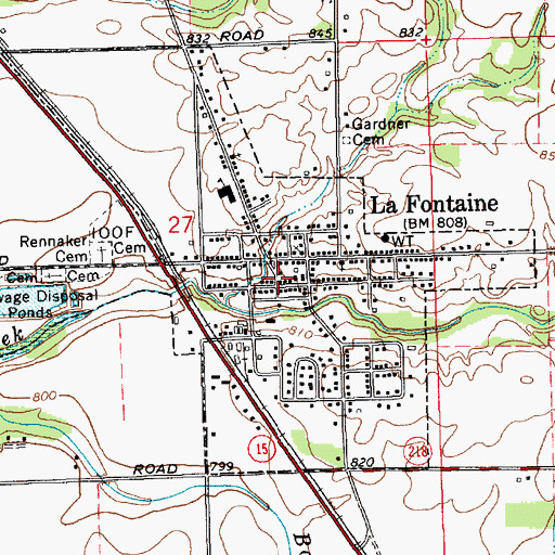 Topographic Map of La Fontaine Town Marshal, IN