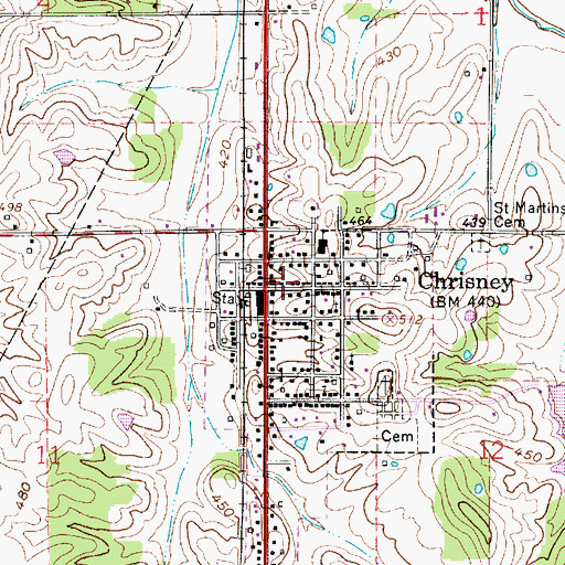 Topographic Map of Chrisney Town Marshal, IN
