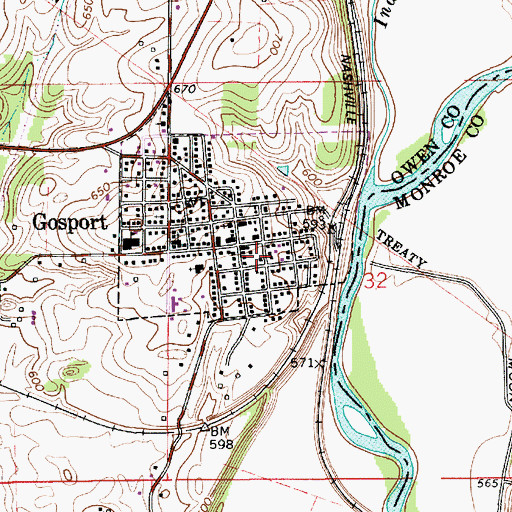 Topographic Map of Gosport Police Department, IN