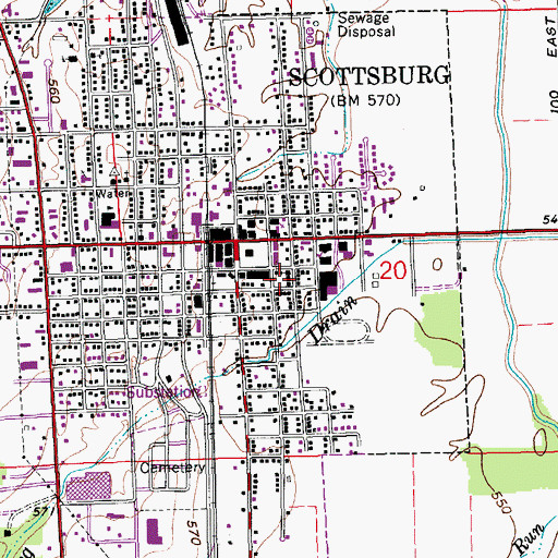 Topographic Map of Scott County Sheriff's Office, IN