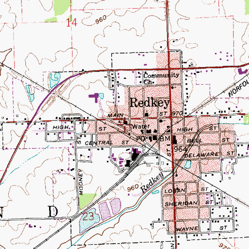 Topographic Map of Redkey Police Dept, IN