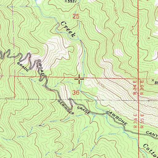 Topographic Map of Dear Born Mine, CA