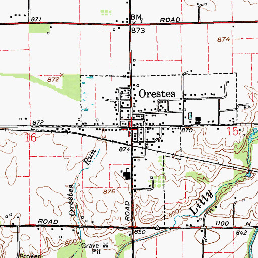 Topographic Map of Orestes Police Department, IN