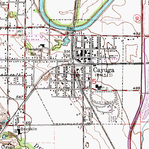 Topographic Map of Cayuga Police Department, IN