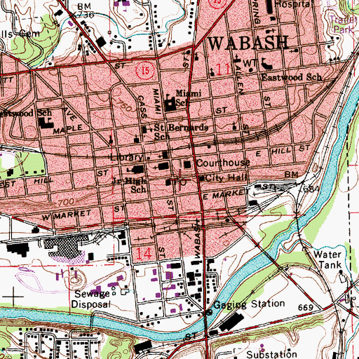 Topographic Map of Wabash County Sheriff's Office, IN