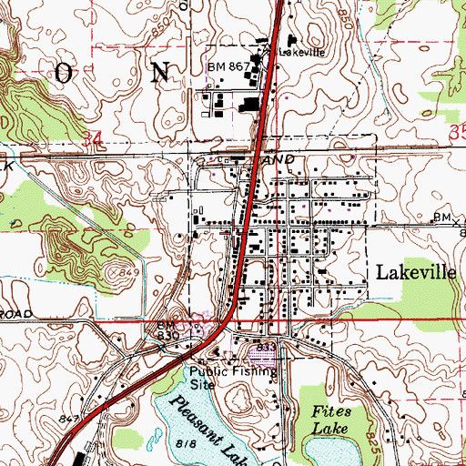 Topographic Map of Lakeville Police Department, IN