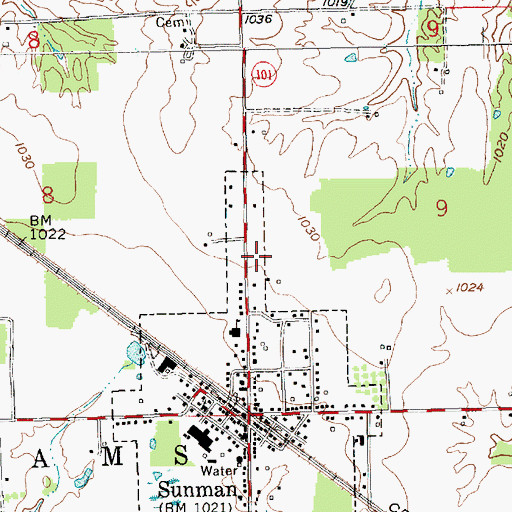 Topographic Map of Sunman Police Department, IN