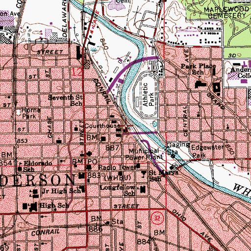 Topographic Map of Madison County Sheriff's Office, IN