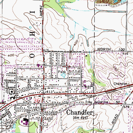 Topographic Map of Chandler Police Department, IN
