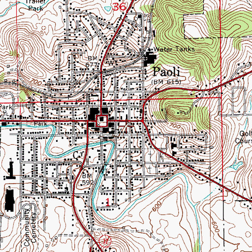 Topographic Map of Orange County Sheriff's Office, IN