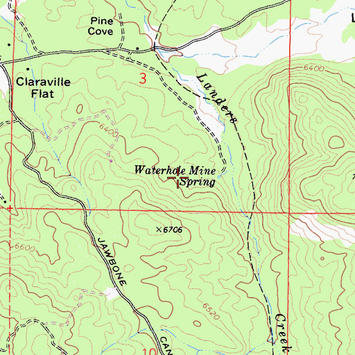 Topographic Map of Waterhole Mine, CA