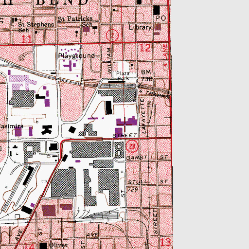 Topographic Map of Saint Joseph County Sheriff's Office, IN