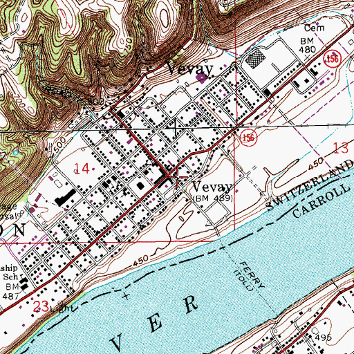 Topographic Map of Vevay Police Department, IN
