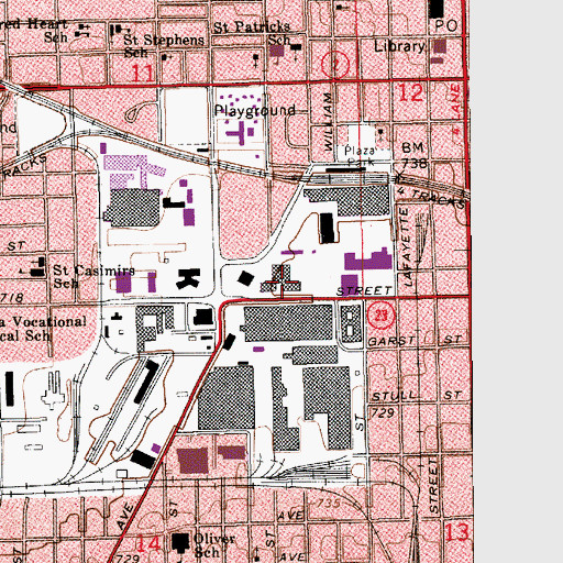 Topographic Map of South Bend Police Department, IN