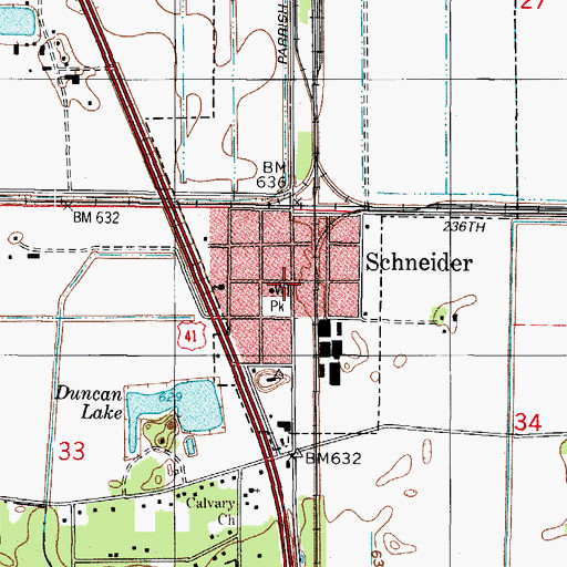Topographic Map of Schneider Police Department, IN