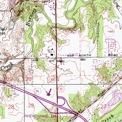Topographic Map of Indiana State Police Department District 14, IN