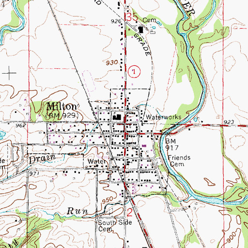Topographic Map of Milton Police Department, IN