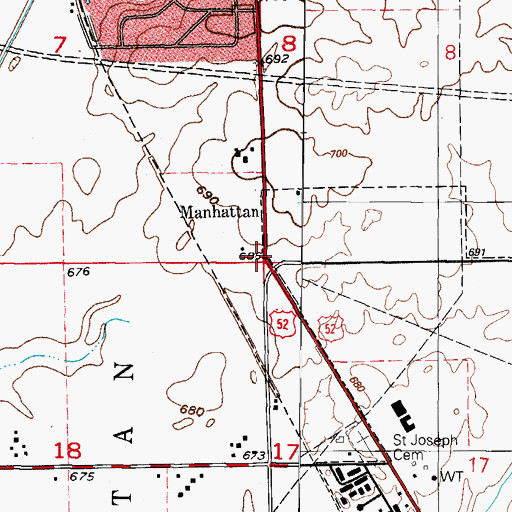 Topographic Map of Saint Joseph Guardian Angels Cemetery, IL