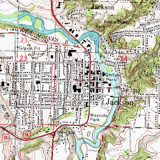 Topographic Map of Jackson County Jail, MN
