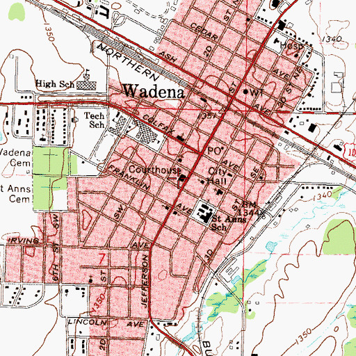 Topographic Map of Wadena County Sheriff's Office, MN
