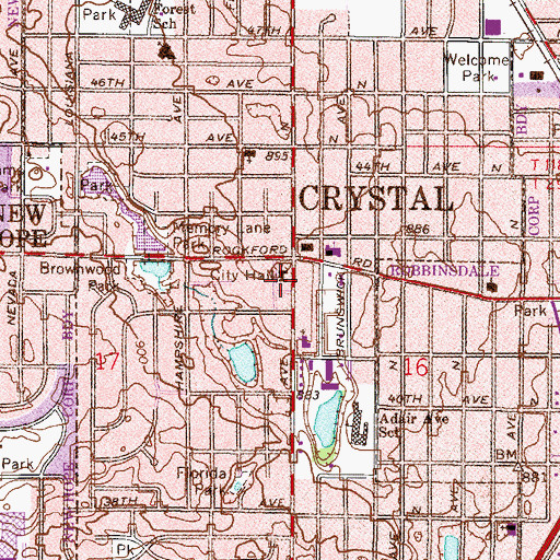 Topographic Map of Crystal Police Department, MN