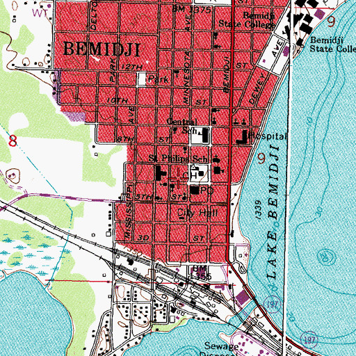 Topographic Map of Bemidji City Police Training Center, MN
