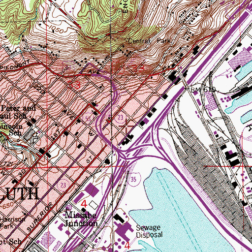 Topographic Map of Duluth Police Department Lincoln Park Substation, MN