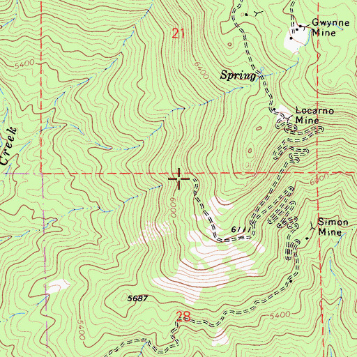 Topographic Map of Four Oaks Mine, CA