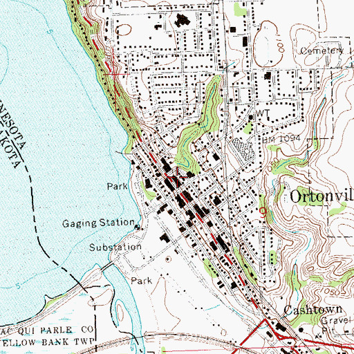 Topographic Map of Ortonville Police Department, MN