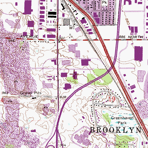 Topographic Map of Hennepin County Sheriff's Office Brooklyn Park, MN