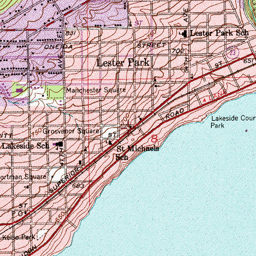 Topographic Map of Duluth Police Department Lakeside Substation, MN