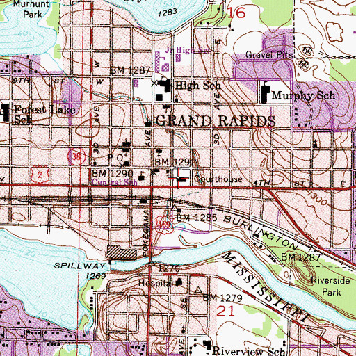 Topographic Map of Itasca County Sheriff's Office, MN