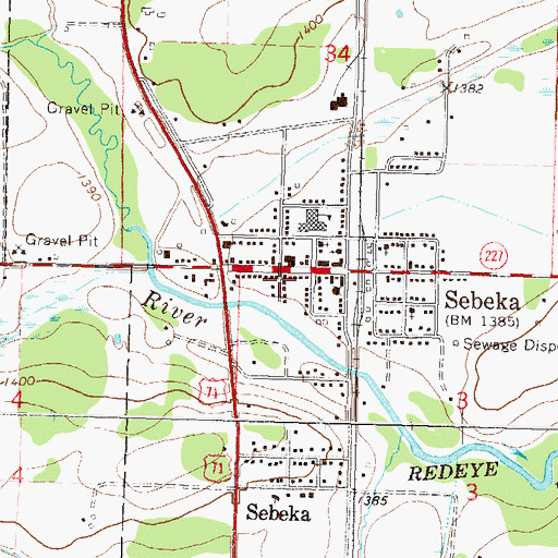 Topographic Map of Sebeka Police Department, MN
