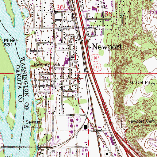 Topographic Map of Newport Police Department, MN