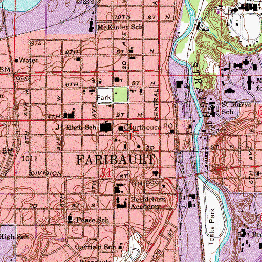 Topographic Map of Rice County Sheriff, MN
