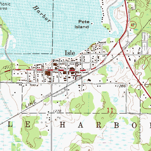 Topographic Map of Isle Police Department, MN