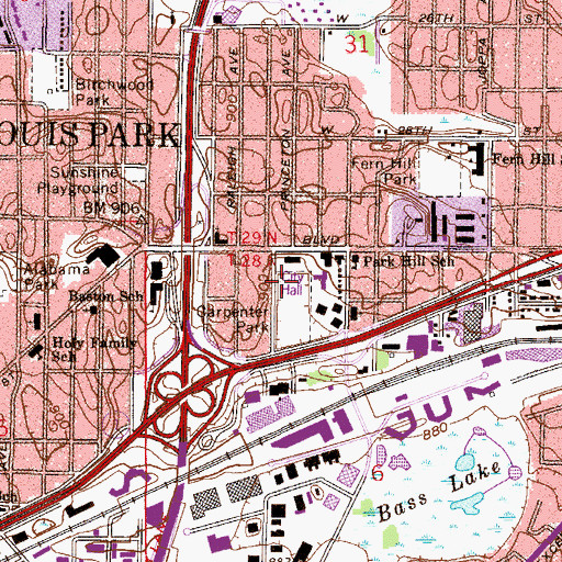 Topographic Map of Saint Louis Park Police, MN
