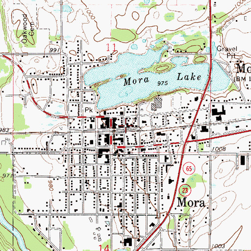 Topographic Map of Mora Police Department, MN