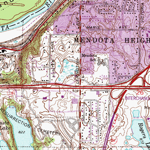 Topographic Map of Mendota Heights Police Department, MN