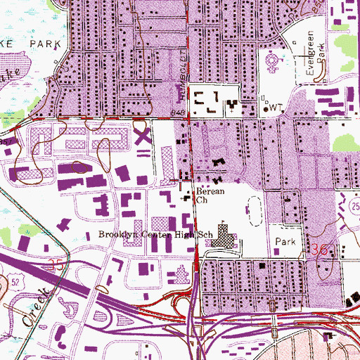 Topographic Map of Brooklyn Center Police Department, MN