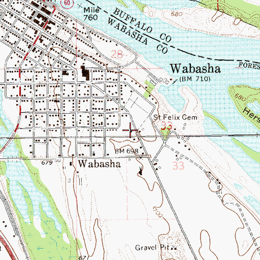 Topographic Map of Kellogg Police Department, MN