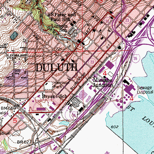 Topographic Map of Duluth Police Department, MN