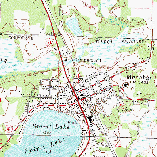 Topographic Map of Menahga Police Department, MN