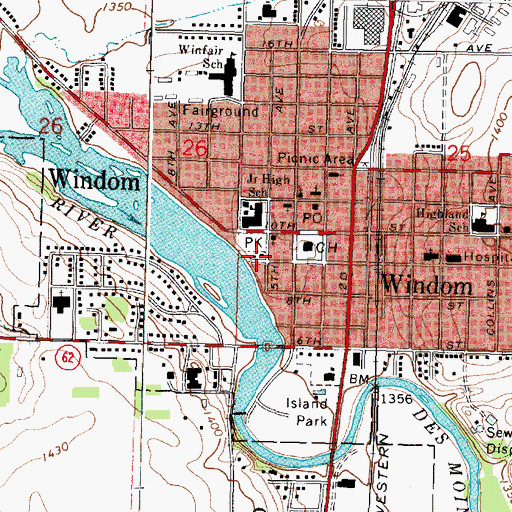 Topographic Map of Windom Police Department, MN