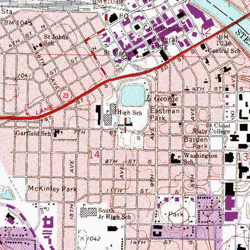 Topographic Map of Morrison County Sheriff's Office Saint Cloud, MN