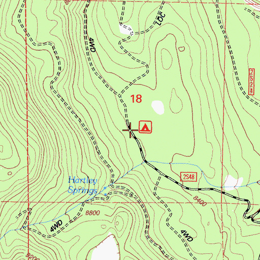 Topographic Map of Hartley Springs Campground, CA