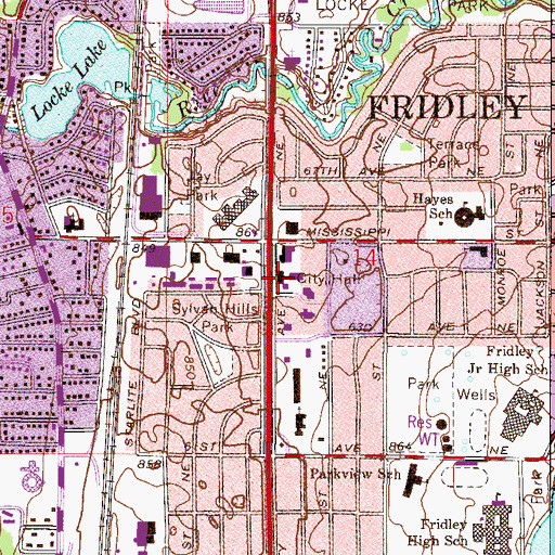 Topographic Map of Fridley Police Department, MN